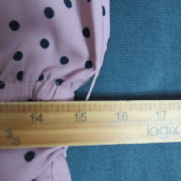 Eshakti Dress Womens Large 12 Pink Polka Dot Belted Shirt Preppy Feminine Work - Picture 4 of 7